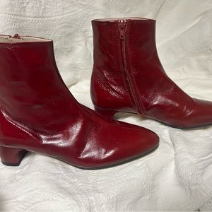 Zara Red Patent Leather Ankle Booties 6.5